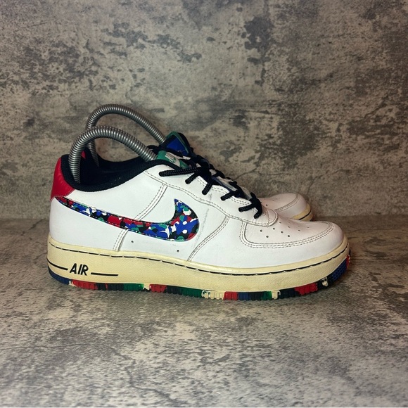 Nike Air Force 1 Low Sneakers CU4632-100 Womens sz 8.5 - white/multicolor - Picture 1 of 6